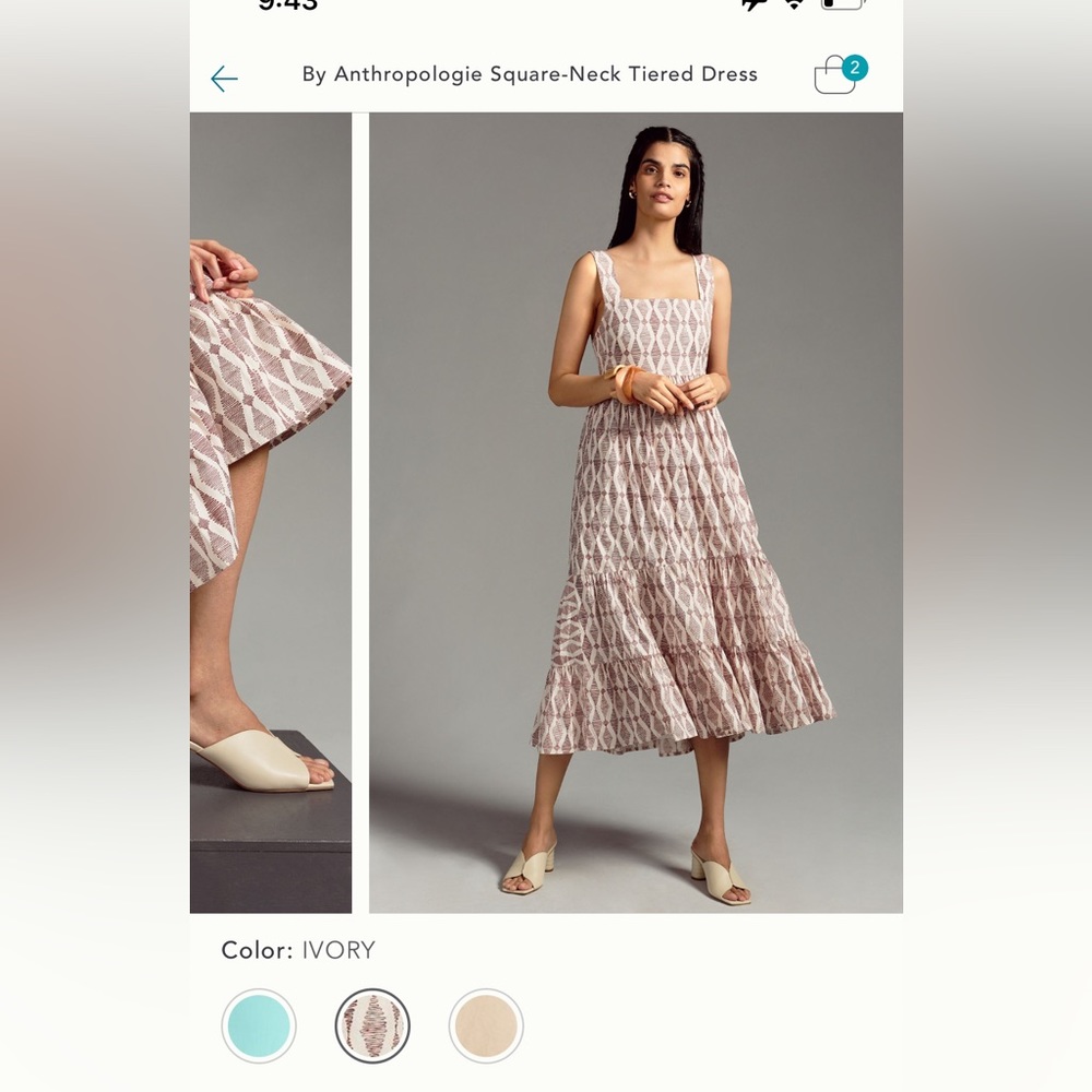 By Anthropologie square neck tiered dress xs nwt